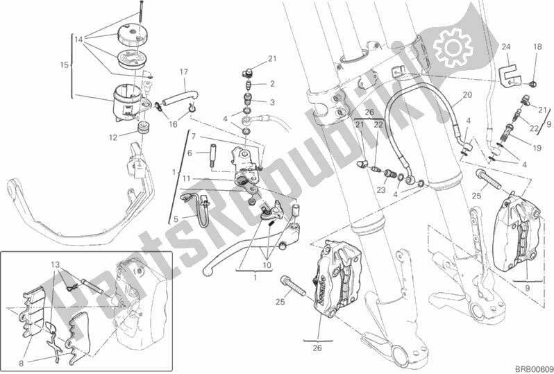 Todas as partes de Sistema De Freio Dianteiro do Ducati Multistrada 1260 ABS Thailand 2019